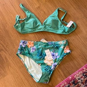 NWT CupShe high waisted floral bikini set